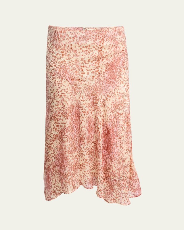Lisanne Spotted Velvet Burnout Midi Skirt